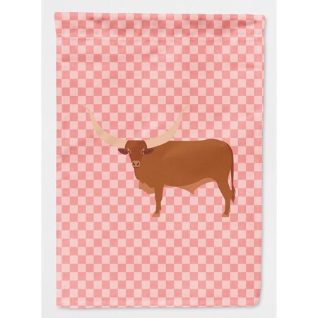 Carolines Treasures Ankole-Watusu Cow Pink Check Canvas House Flag BB7823CHF